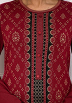 Juniper Maroon Ethnic Motif Printed Cotton Kurta - Distacart