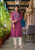 Juniper Onion Pink Floral Printed Cotton Kurta - Distacart