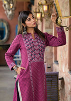 Juniper Onion Pink Floral Printed Cotton Kurta - Distacart