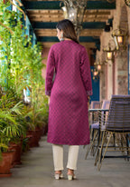 Juniper Onion Pink Floral Printed Cotton Kurta - Distacart