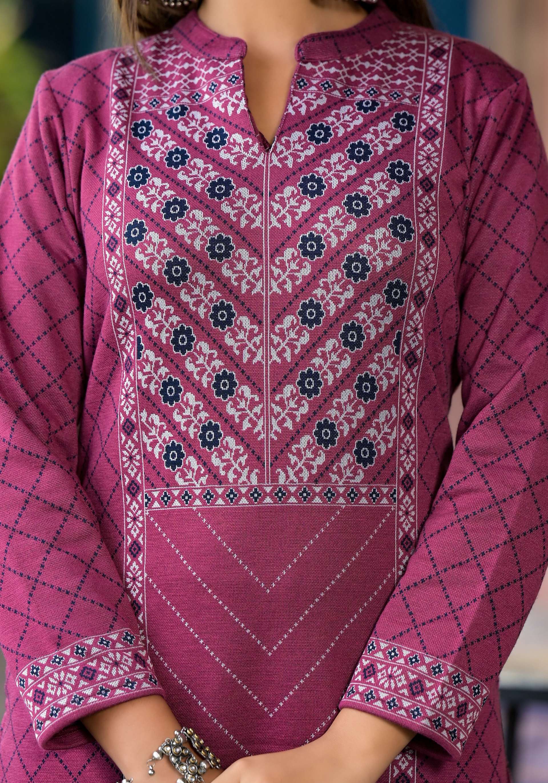 Juniper Onion Pink Floral Printed Cotton Kurta - Distacart