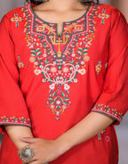 Juniper Women's Multi Color Floral Printed Viscose Kurta Set With Mirror & Thread Work - Distacart