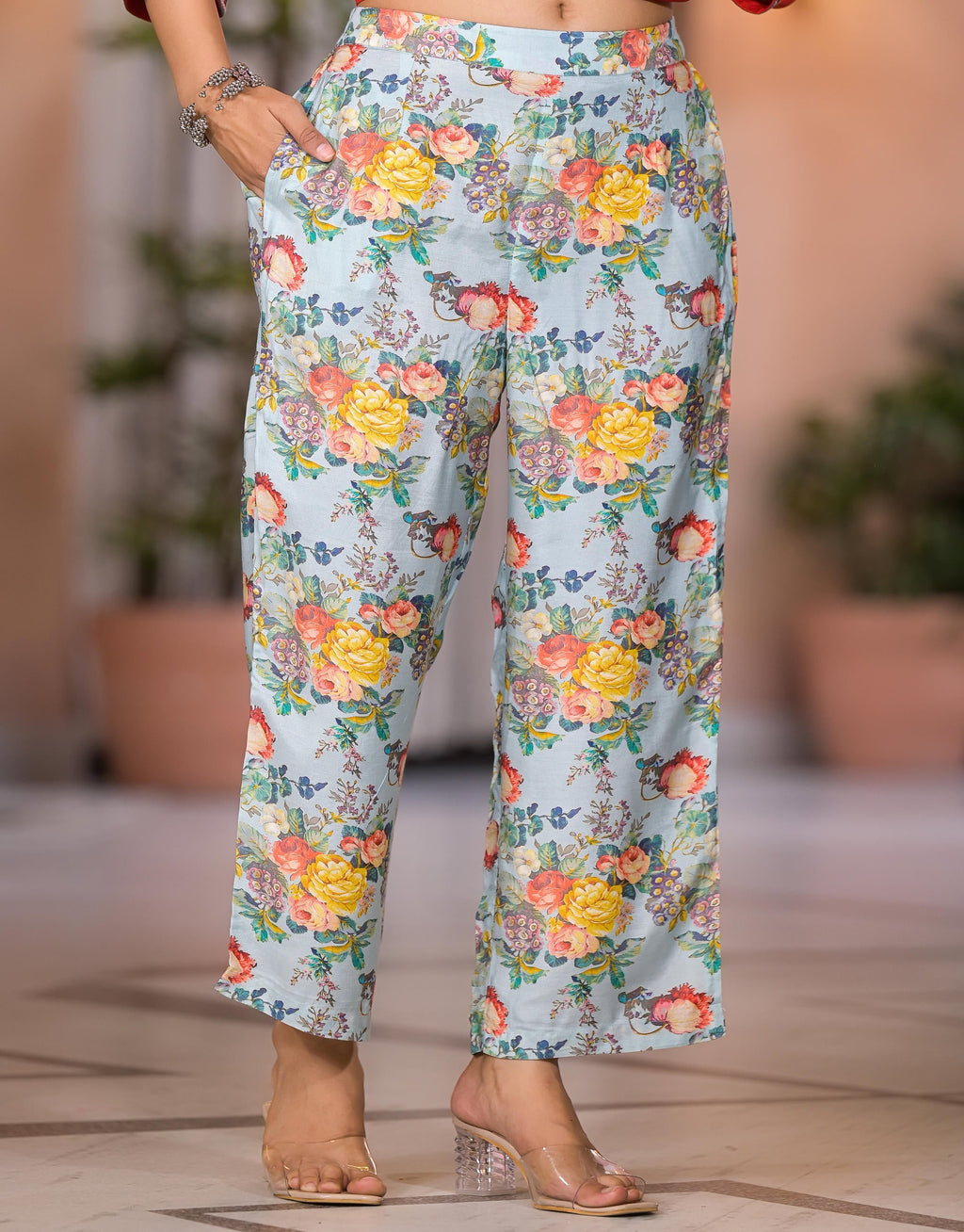 Juniper Women's Multi Color Floral Printed Viscose Kurta Set With Mirror & Thread Work - Distacart