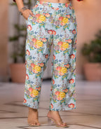 Juniper Women's Multi Color Floral Printed Viscose Kurta Set With Mirror & Thread Work - Distacart