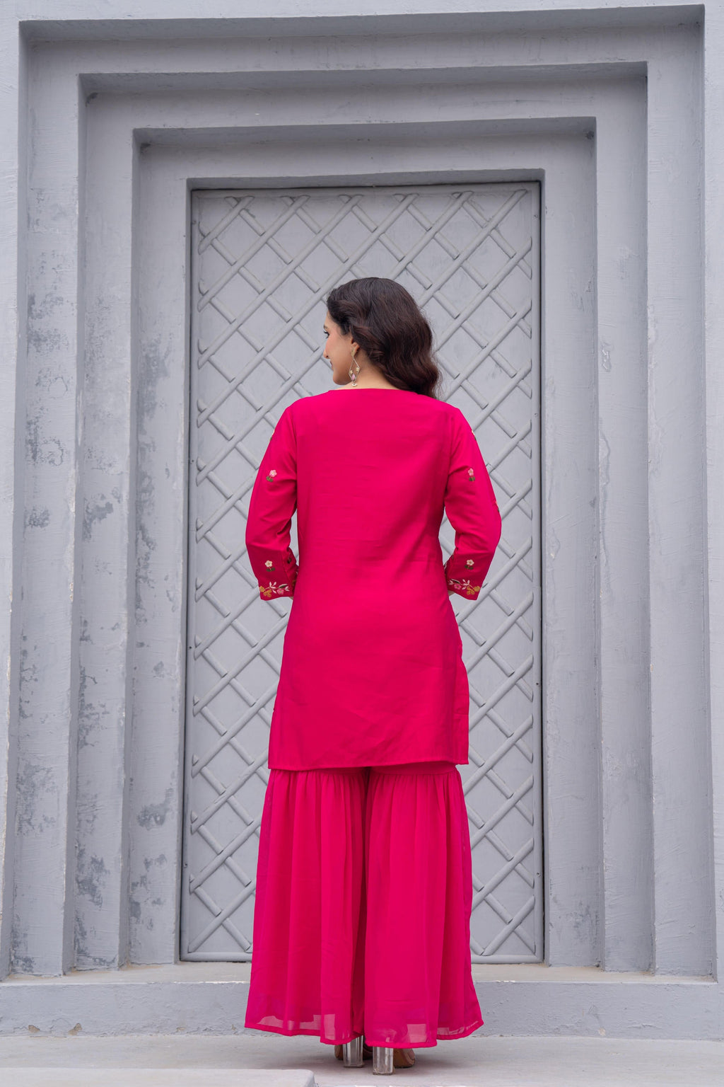 Juniper Gulnaar Gulab Embroidered Sharara Set - Distacart