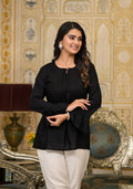Juniper Women's Black Solid Rayon Top With Tassels &Doris