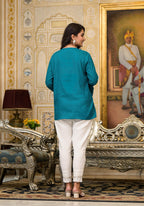 Juniper Teal Solid Rayon Top With Tassels &Doris - Distacart