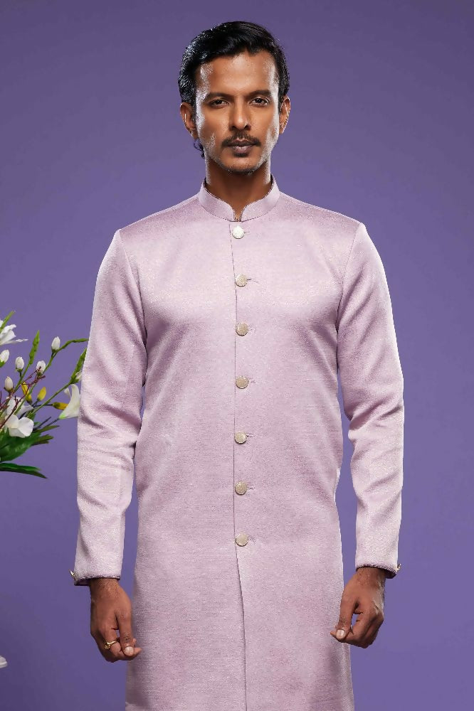 Raivat Ethnic Art Banarasi Silk Thread Work Kurta Pajama In Onion Pink Colour