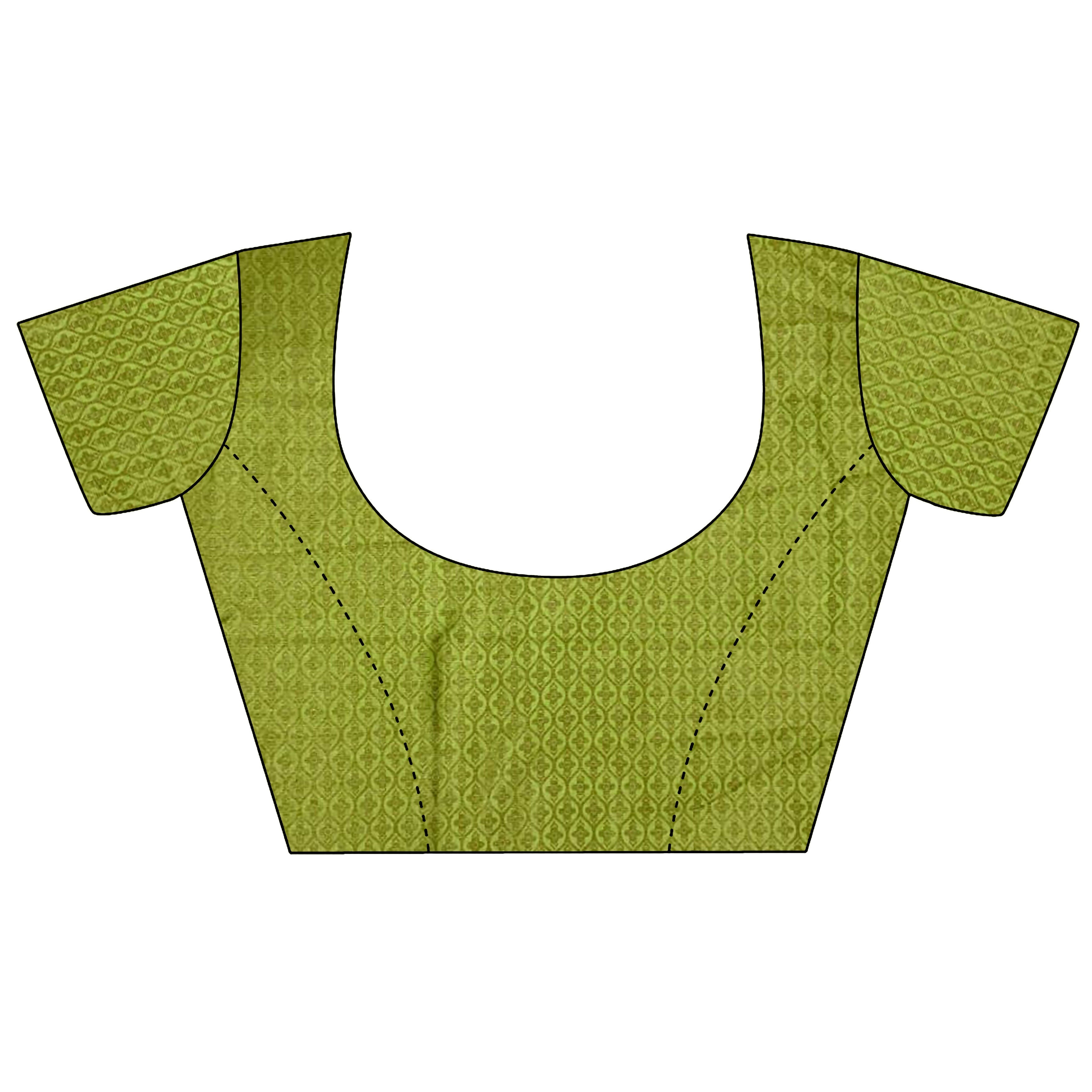 Joban Fashion Light Green Banarasi Soft Lichi Silk Checks & Woven Saree - Distacart