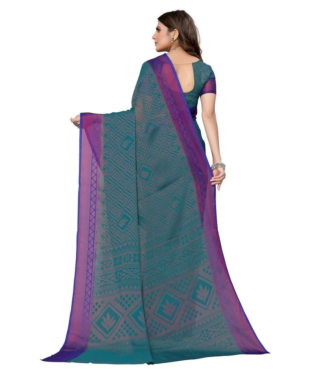 Vamika Rama Green Chiffon Brasso Bollywood Style Woven Saree (BAMBI RAMA) - Distacart