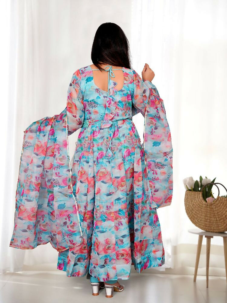 Joban Fashion Sky Kurta Set Organza Sequin Embroidery Work - Distacart