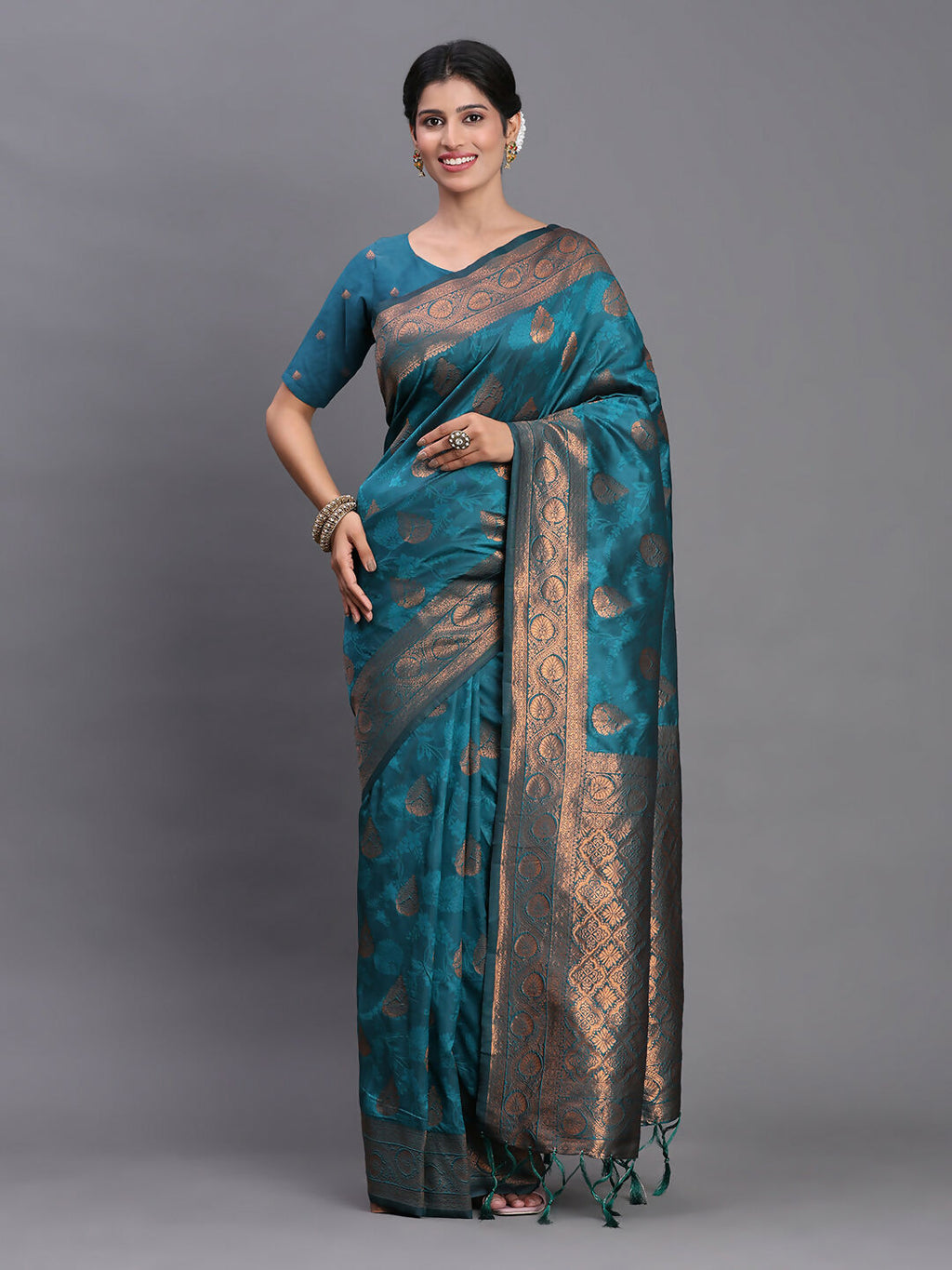 Shree Shyam Fashion Silk Teal Blue Saree - Distacart