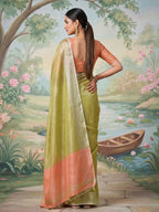 Shree Shyam Fashion Green Tissue Silk Saree - Distacart