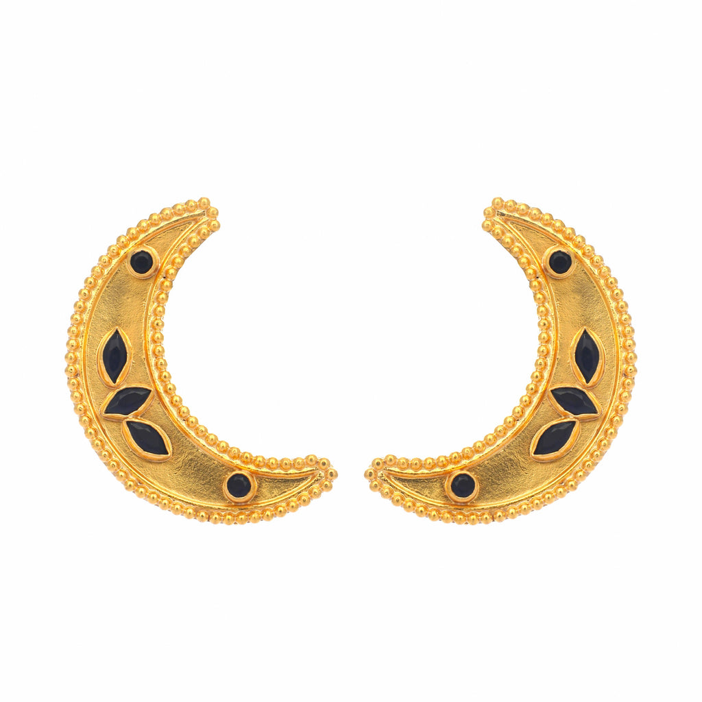 Nuyug 22K Gold-Plated Stone Studded Crescent Shaped Stud Earrings - Distacart