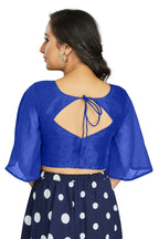 Aastha Fashion Women's Women's Royal Blue Art Silk Umbrella Sleeves Readymade Blouse