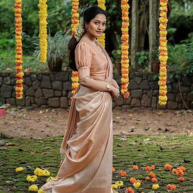 DEIANA'S Beautiful Designer Golden zari Soft Lichi Silk Saree - White