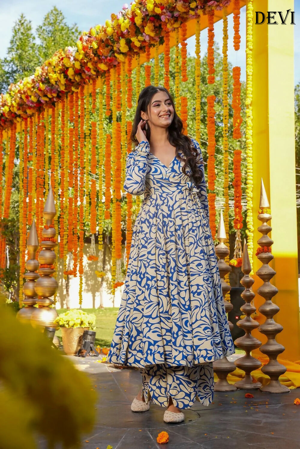 Aayaa Designer Printed Full Flared Suit - Distacart