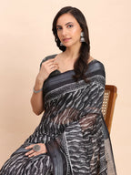 Shree Shyam Fashion Linen Cotton Black Saree - Distacart