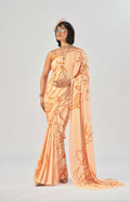 Vastranavya Orange Satin Silk Elegant Printed Saree with Unstitched Blouse - Distacart