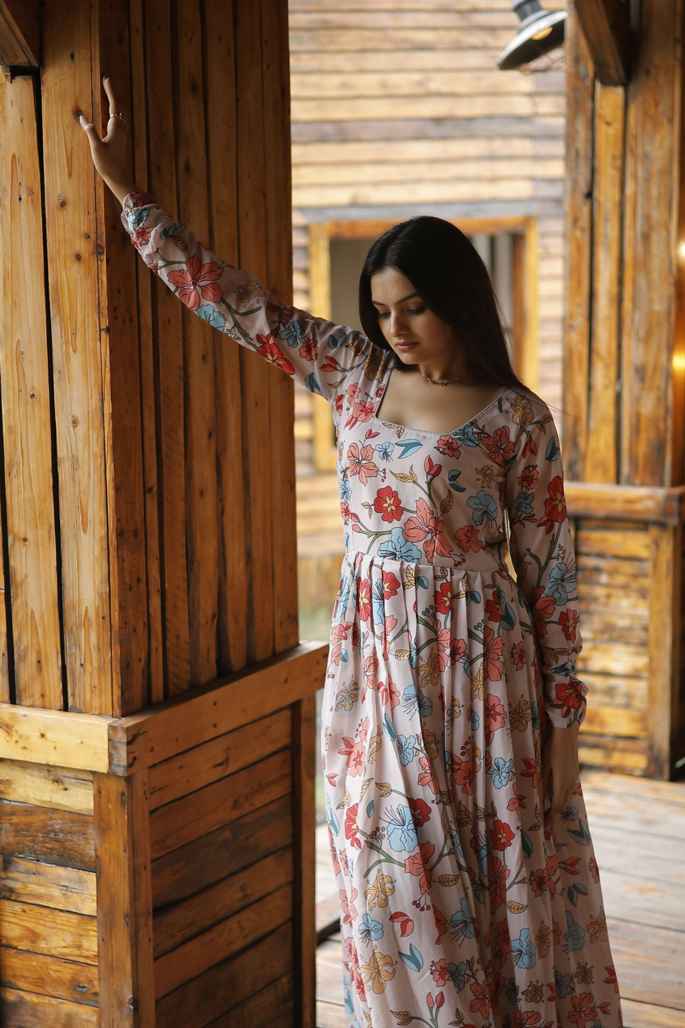 Aayaa Georgette Gown With Heavy Digital Print - Multi Color - Distacart