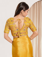 Joban Fashion Yellow Viscose Rayon Padded Blouse With V Neck Elbow Sleeves - Distacart