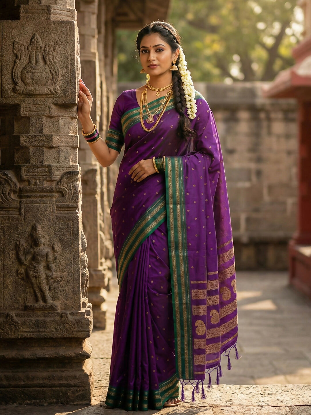 Shree Shyam Fashion Purple Cotton Saree - Distacart