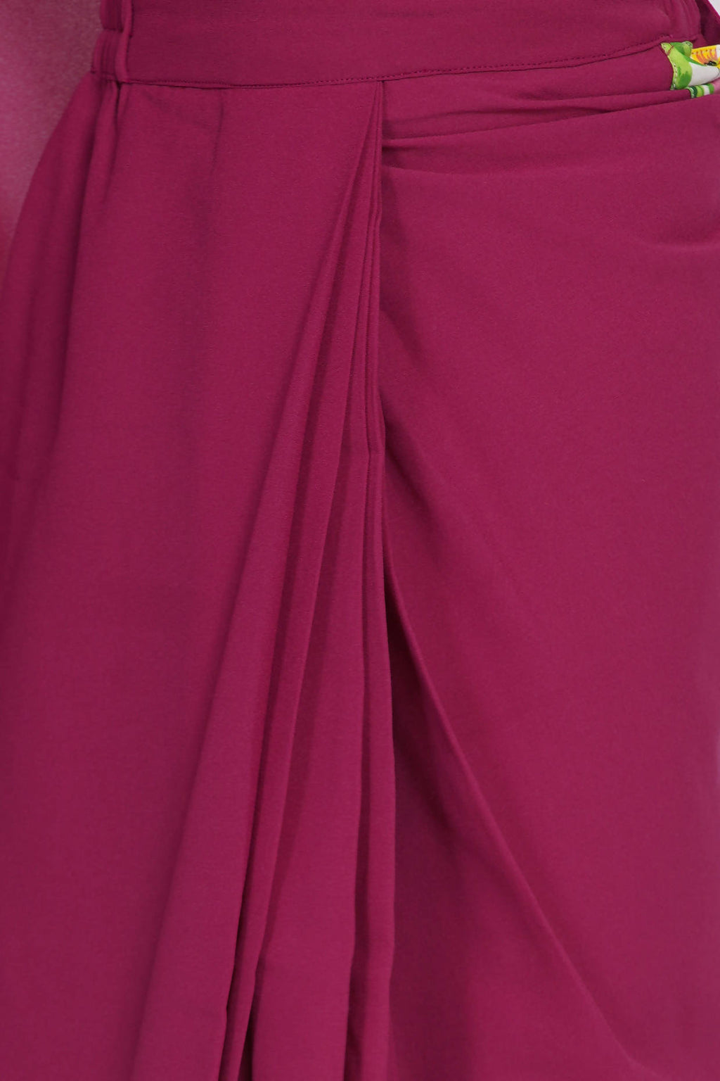 Little Bansi Girls Floral Print Ready to Wear Saree and Floral Blouse - Magenta