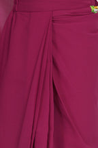 Little Bansi Girls Floral Print Ready to Wear Saree and Floral Blouse - Magenta
