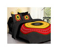Vamika Printed Cotton Black Color & Multicolor Bedsheet With Pillow Covers (LEOC_BANDJ_BL)