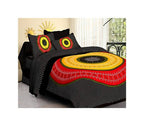 Vamika Printed Cotton Black Color & Multicolor Bedsheet With Pillow Covers (LEOC_BANDJ_BL)