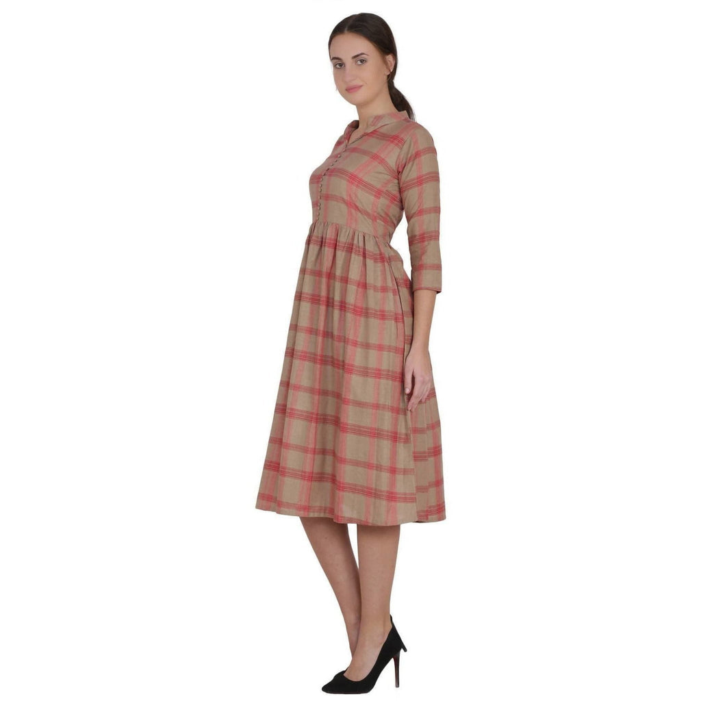 Kanoor Women's Red Rayon Frock Style Kurti