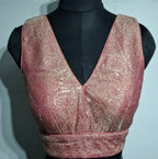 Kia Fashions Coral Pink Crush Tissue Self Design Readymade Blouse - Distacart