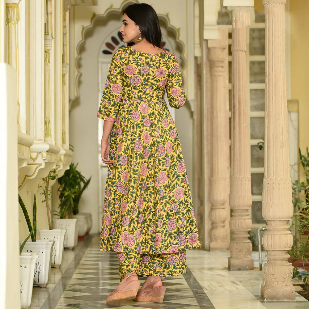 PartyWear Designer Golden Yellow Pure Maslin Palazzo Suit - Anbazaar - Distacart