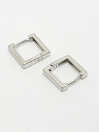NVR Men's Silver Plated Geomatric Shaped Hoop Earrings - Distacart