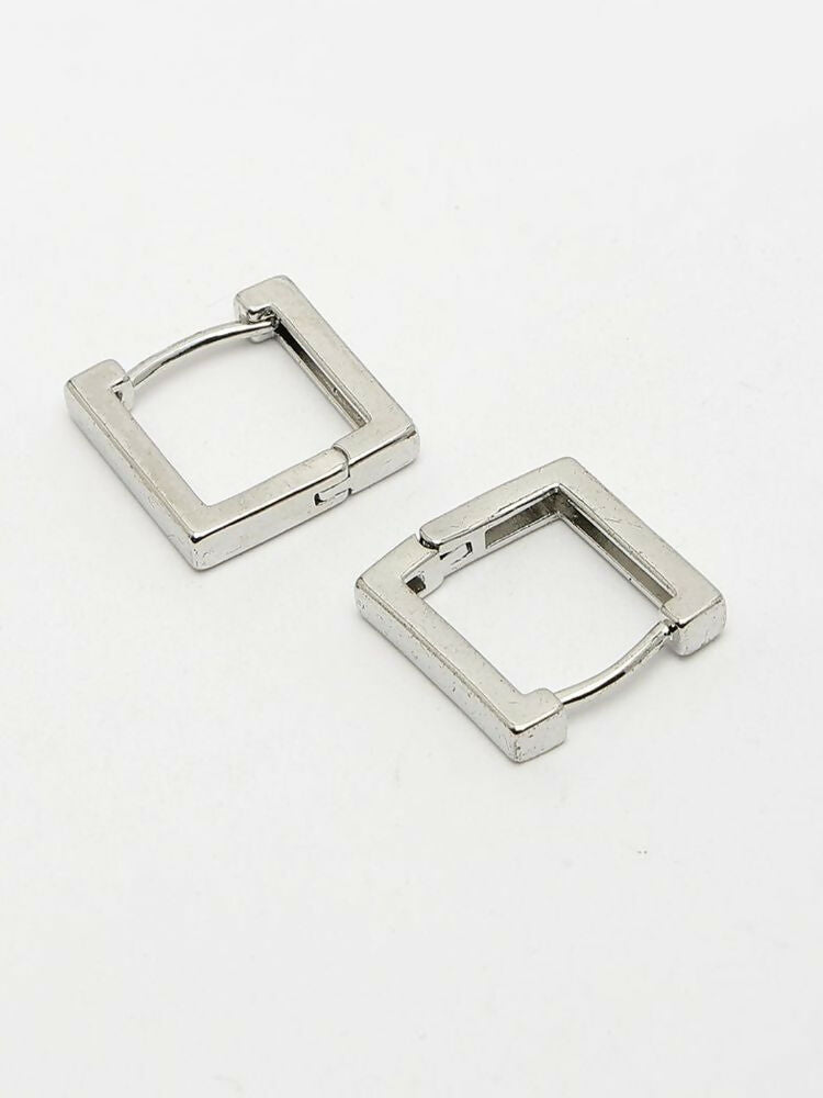 NVR Men's Silver Plated Geomatric Shaped Hoop Earrings - Distacart