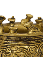 eCraftIndia Gold-Toned Handcrafted Brass Auspicious Nandi Kalash for Religious Offerings