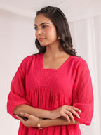 Janasya From Style Master Dobby Georgette Self Design Gathered Top & Bottom Set - Distacart