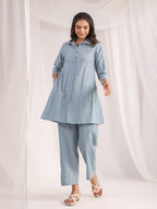 Janasya Light Jacquard Self Design Shirt Top & Bottom Set - Distacart
