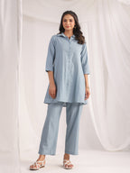 Janasya Light Jacquard Self Design Shirt Top & Bottom Set - Distacart