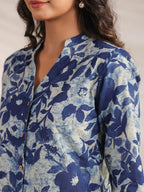 Janasya Dark Cotton Floral Straight Top & Bottom Set - Distacart