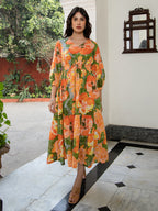 Janasya Multicolour Cambric Floral Dress - Distacart