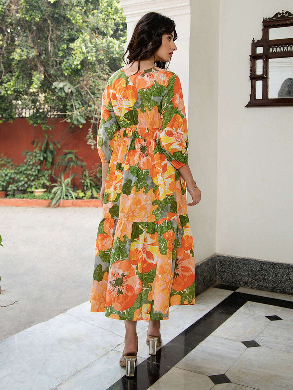 Janasya Multicolour Cambric Floral Dress - Distacart