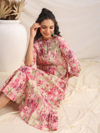 Janasya Light Cotton Abstract Gathered Dress - Distacart