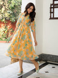 Janasya From Style Master Dobby Georgette Floral Flared Dress - Distacart