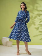 Janasya Dark Cotton Ethnic Motifs Shirt Dress Dress - Distacart