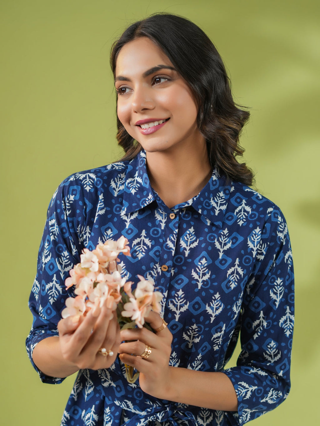Janasya Dark Cotton Ethnic Motifs Shirt Dress Dress - Distacart