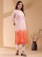 Janasya Bright Cotton Ombre Straight Kurta - Distacart