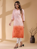 Janasya Bright Cotton Ombre Straight Kurta - Distacart