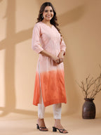 Janasya Bright Cotton Ombre Straight Kurta - Distacart