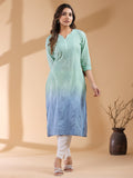 Janasya Bright Cotton Ombre Straight Kurta - Distacart